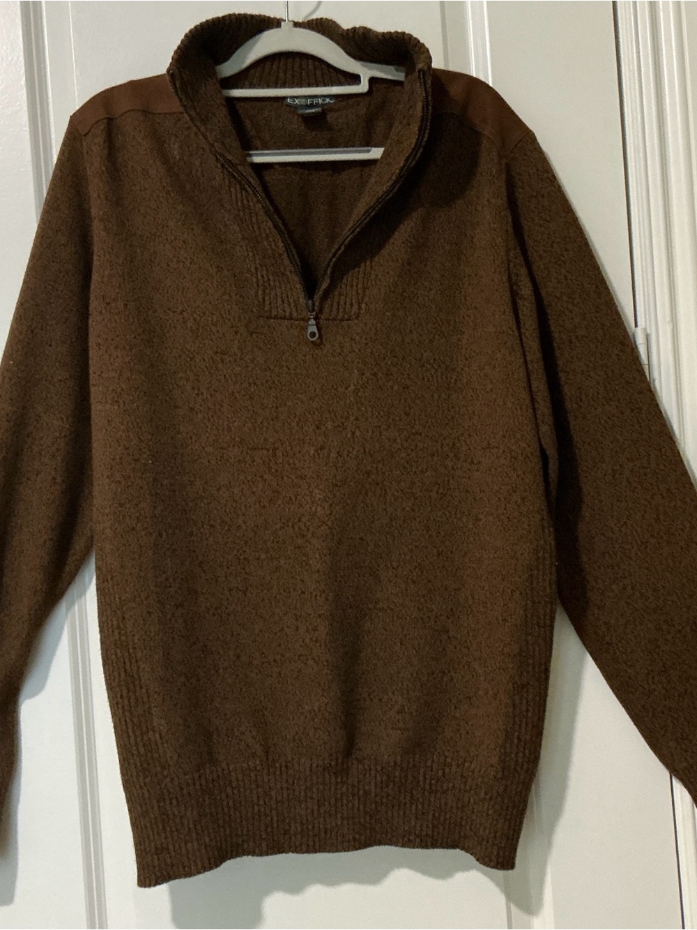 Exofficio Men's Brown Quarter-Zip Sweater Brown/Black knit size large